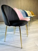 Krzesło tapicerowane CAMILA BLACK VELVET GOLD