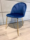 Krzesło tapicerowane CAMILA BLUE VELVET GOLD