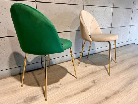 Krzesło tapicerowane CAMILA GREEN VELVET GOLD