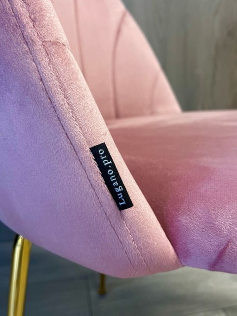 Krzesło tapicerowane CAMILA PINK VELVET GOLD