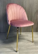 Krzesło tapicerowane CAMILA PINK VELVET GOLD