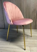 Krzesło tapicerowane CAMILA PINK VELVET GOLD