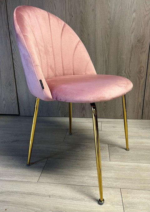 Krzesło tapicerowane CAMILA PINK VELVET GOLD