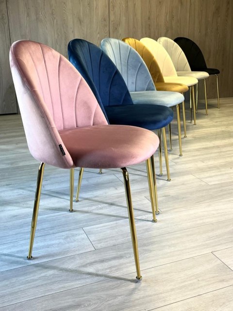 Krzesło tapicerowane CAMILA PINK VELVET GOLD