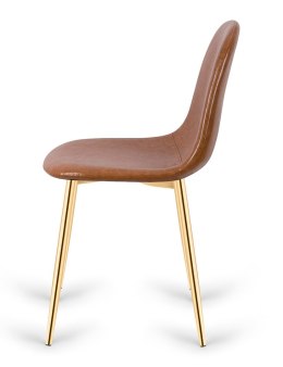 Krzesło tapicerowane GIULIA BROWN PU GOLD