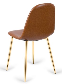 Krzesło tapicerowane GIULIA BROWN PU GOLD