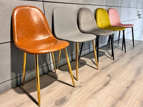 Krzesło tapicerowane GIULIA BROWN PU GOLD