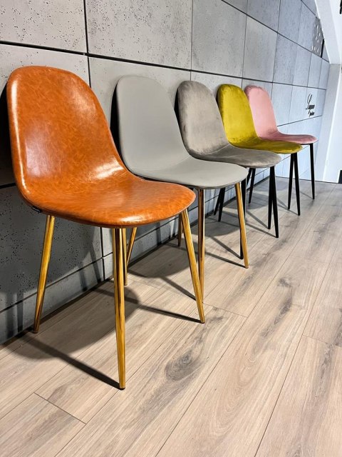 Krzesło tapicerowane GIULIA BROWN PU GOLD