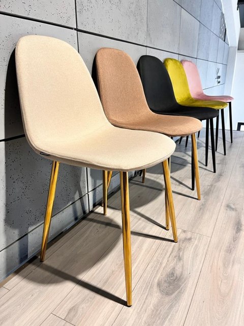 Krzesło tapicerowane GIULIA CREAM FABRIC GOLD