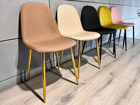 Krzesło tapicerowane GIULIA LATTE FABRIC GOLD