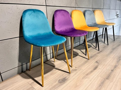 Krzesło tapicerowane GIULIA SEA BLUE VELVET GOLD