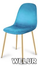 Krzesło tapicerowane GIULIA SEA BLUE VELVET GOLD