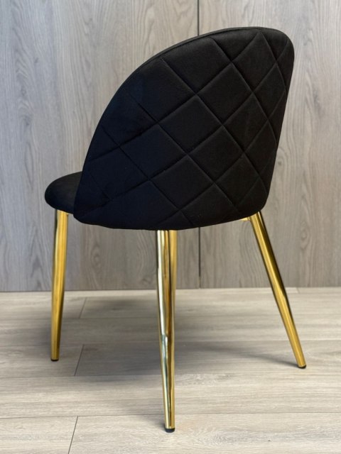 Krzesło tapicerowane GLORIA BLACK VELVET GOLD