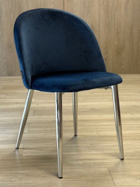 Krzesło tapicerowane GLORIA BLUE VELVET SILVER