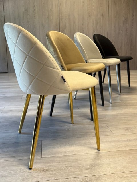 Krzesło tapicerowane GLORIA CREAM VELVET GOLD