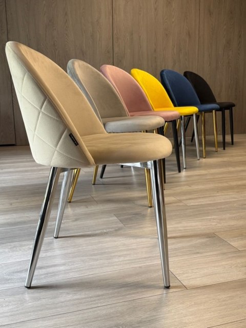 Krzesło tapicerowane GLORIA CREAM VELVET SILVER