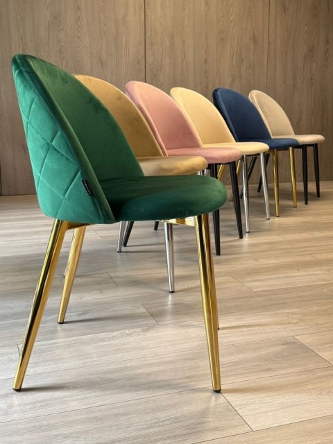 Krzesło tapicerowane GLORIA GREEN VELVET GOLD