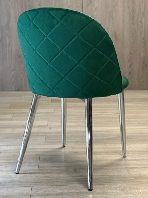 Krzesło tapicerowane GLORIA GREEN VELVET SILVER