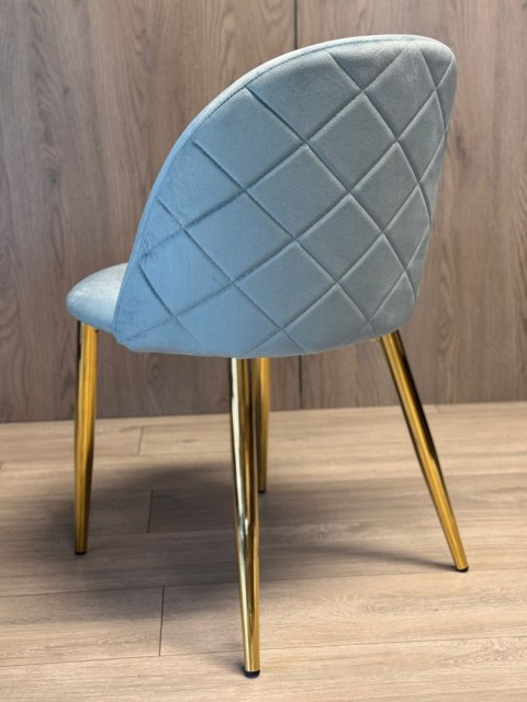 Krzesło tapicerowane GLORIA LIGHT BLUE VELVET GOLD