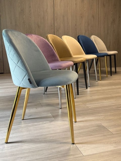 Krzesło tapicerowane GLORIA LIGHT BLUE VELVET GOLD