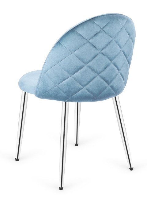 Krzesło tapicerowane GLORIA LIGHT BLUE VELVET SILVER