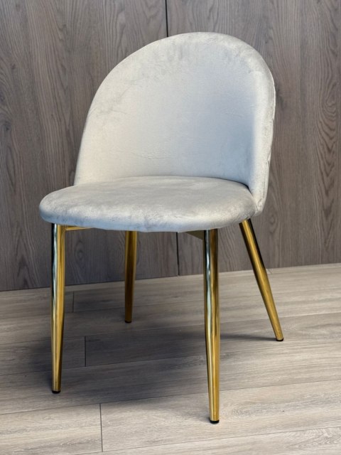 Krzesło tapicerowane GLORIA LIGHT GREY VELVET GOLD