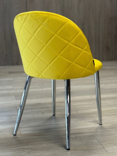 Krzesło tapicerowane GLORIA MUSTARD VELVET SILVER