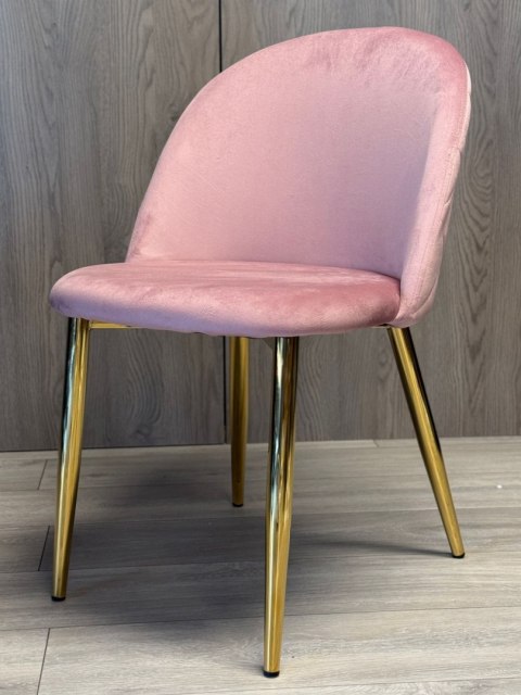 Krzesło tapicerowane GLORIA PINK VELVET GOLD
