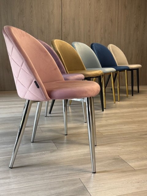 Krzesło tapicerowane GLORIA PINK VELVET GOLD