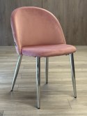 Krzesło tapicerowane GLORIA PINK VELVET SILVER