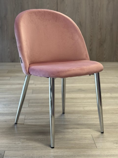 Krzesło tapicerowane GLORIA PINK VELVET SILVER