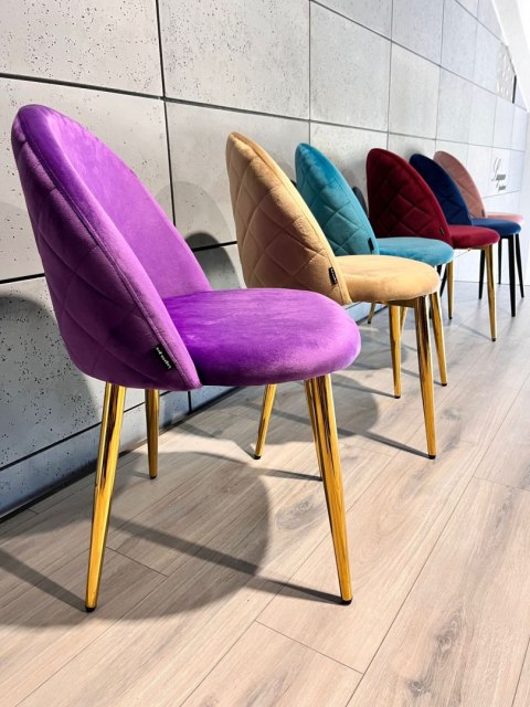 Krzesło tapicerowane GLORIA PURPLE VELVET GOLD