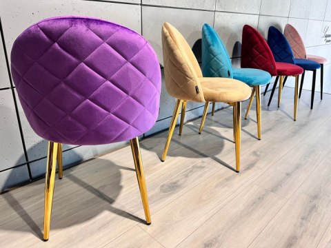 Krzesło tapicerowane GLORIA PURPLE VELVET GOLD