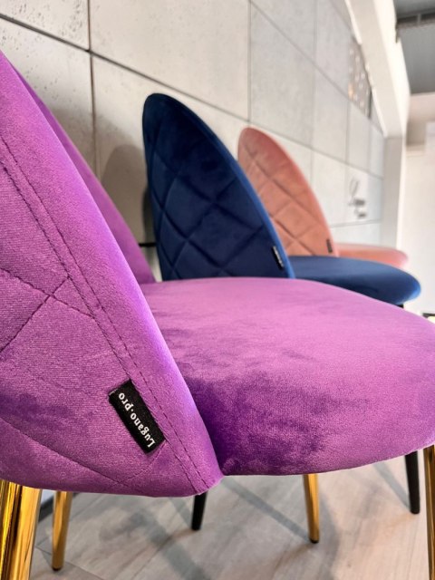 Krzesło tapicerowane GLORIA PURPLE VELVET GOLD