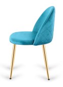 Krzesło tapicerowane GLORIA SEA BLUE VELVET GOLD