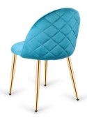 Krzesło tapicerowane GLORIA SEA BLUE VELVET GOLD
