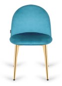 Krzesło tapicerowane GLORIA SEA BLUE VELVET GOLD