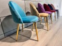 Krzesło tapicerowane GLORIA SEA BLUE VELVET GOLD
