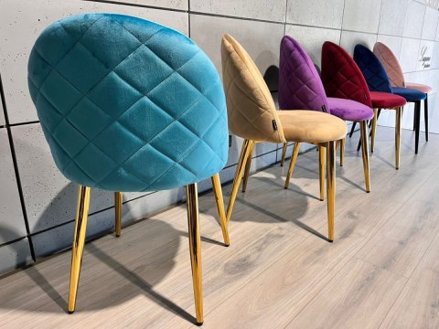 Krzesło tapicerowane GLORIA SEA BLUE VELVET GOLD