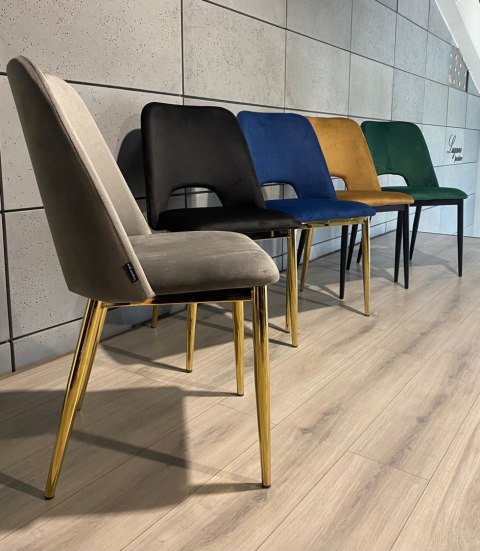 Krzesło tapicerowane GOTI GREY VELVET GOLD