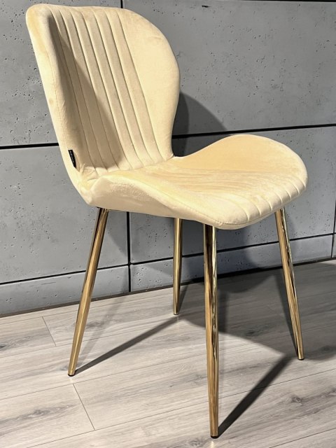 Krzesło tapicerowane MONTI VELVET BEIGE GOLD