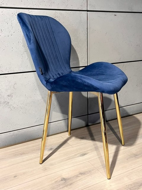 Krzesło tapicerowane MONTI VELVET BLUE GOLD