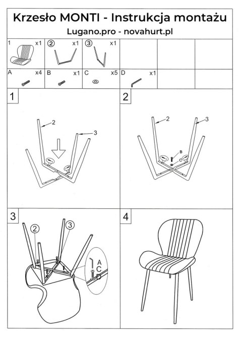 Krzesło tapicerowane MONTI VELVET GREY GOLD