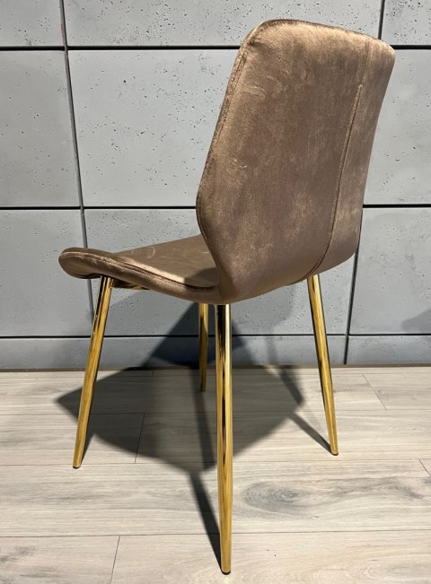 Krzesło tapicerowane SOPHIA VELVET BROWN GOLD