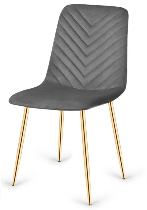 Krzesło tapicerowane TRIO VELVET DARK GREY GOLD