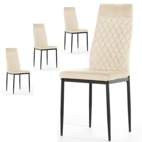 Krzesło tapicerowane zestaw 4x VALVA CARO VELVET BEIGE