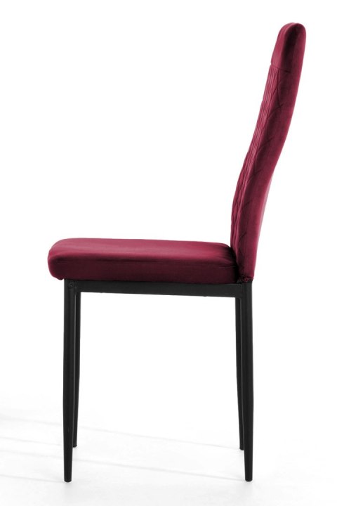 Krzesło tapicerowane zestaw 4x VALVA CARO VELVET BURGUNDY