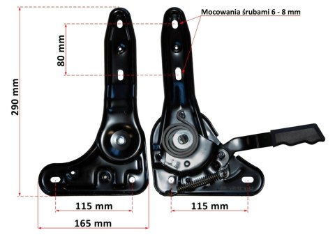 Mechanizm zawias regulacji kąta oparcia foteli obrotowych GTR-GTS