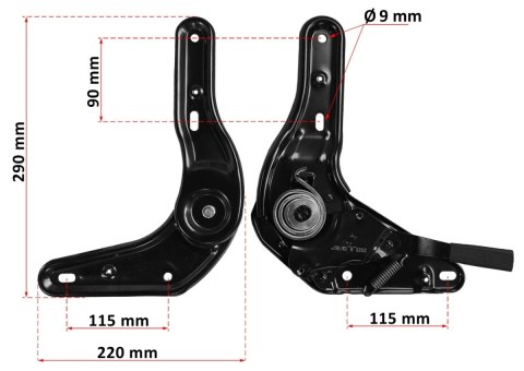 Mechanizm zawias regulacji kąta oparcia foteli obrotowych UNIWERSALNY