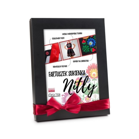 Nitly FOLK Fartuszek Sukienka fartuch damski CZARNY